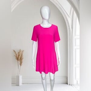 Joseph Ribkoff Hot Pink Short Sleeve Shift Dress Made in Canada Size 8‎ Fuchsia